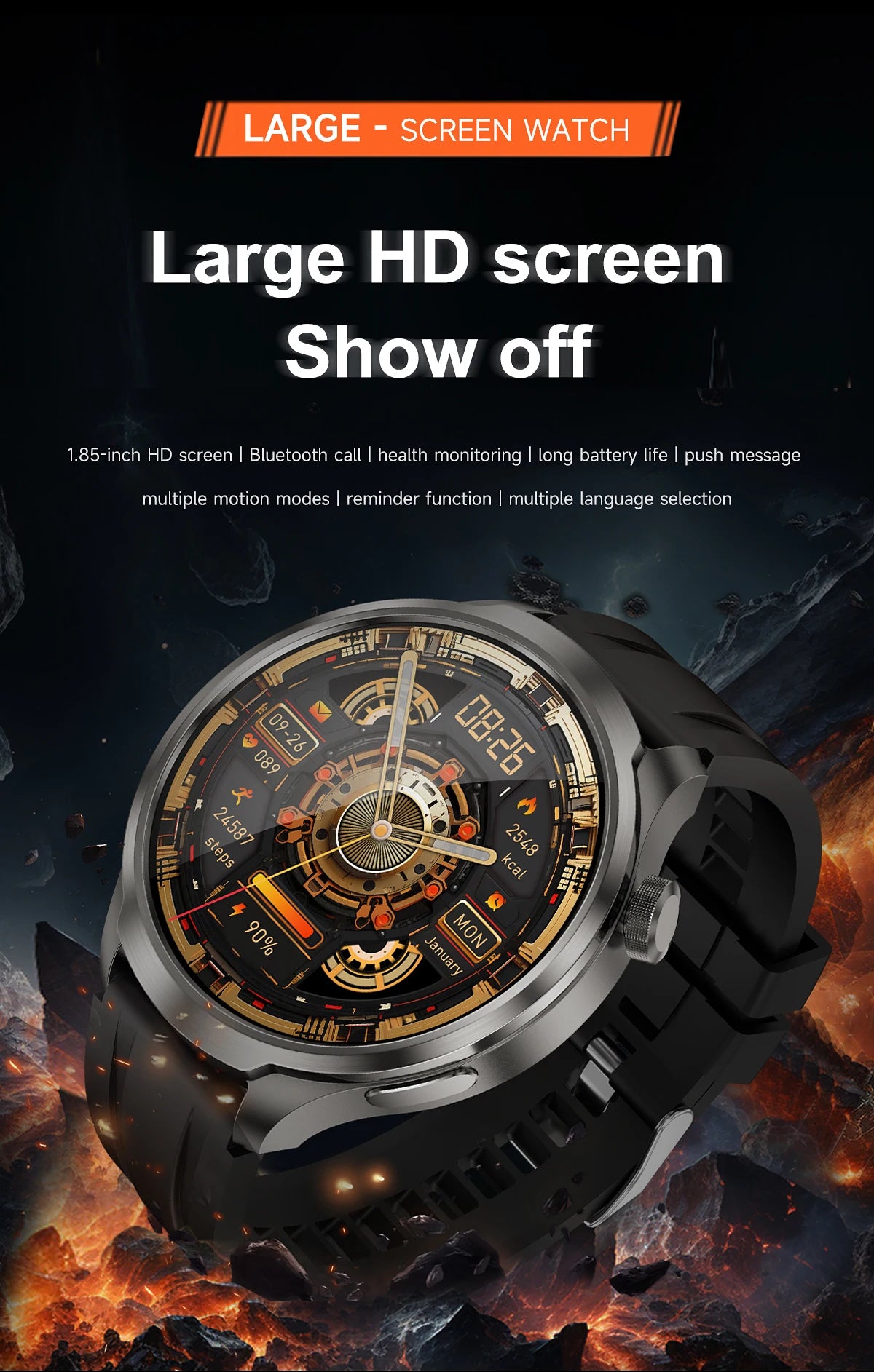 ⨠**New 2025 Model!** A sporty **smartwatch** with a **1.85ā AMOLED display**, heart rate & blood pressure monitoring, **NFC, GPS**, and more! **Compatible with Huawei & iOS** āš„