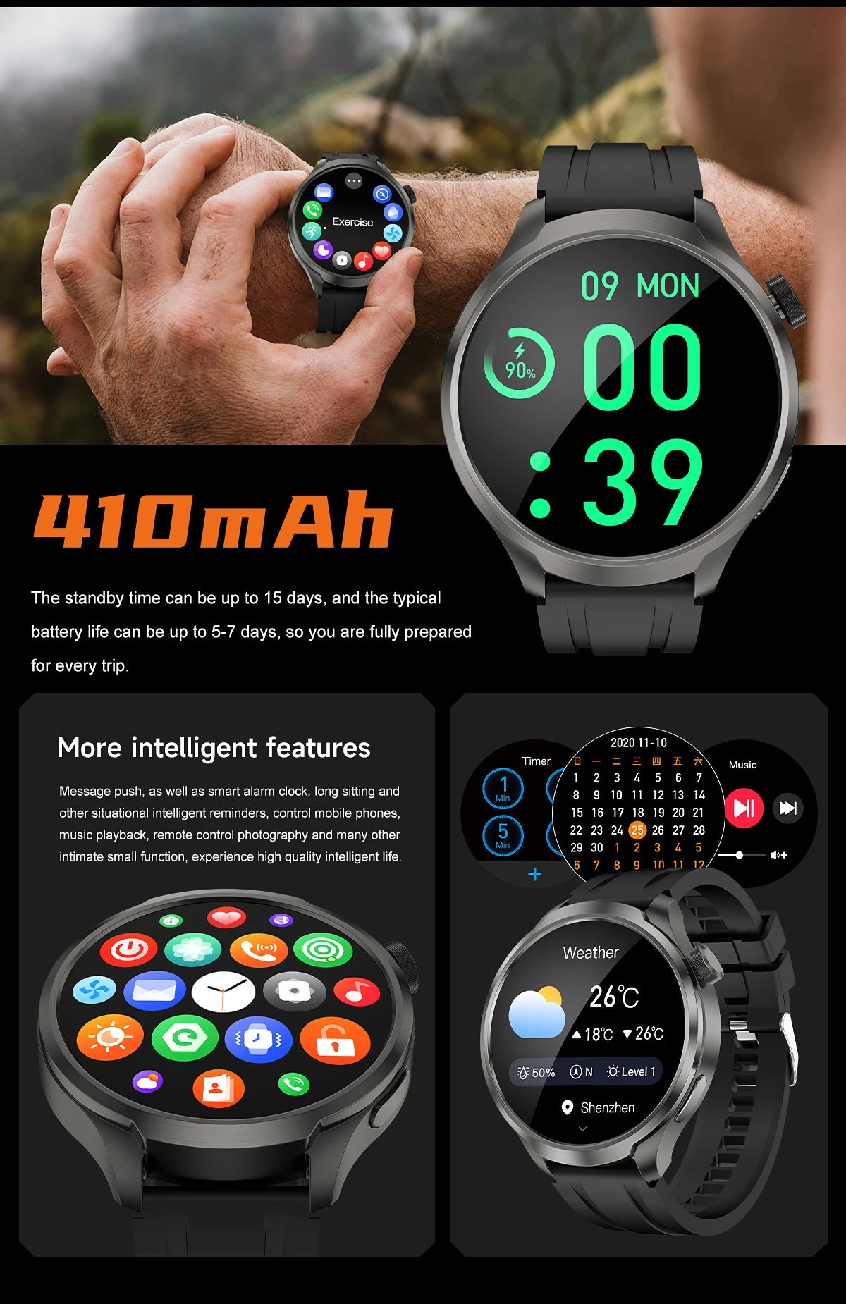⨠**New 2025 Model!** A sporty **smartwatch** with a **1.85ā AMOLED display**, heart rate & blood pressure monitoring, **NFC, GPS**, and more! **Compatible with Huawei & iOS** āš„