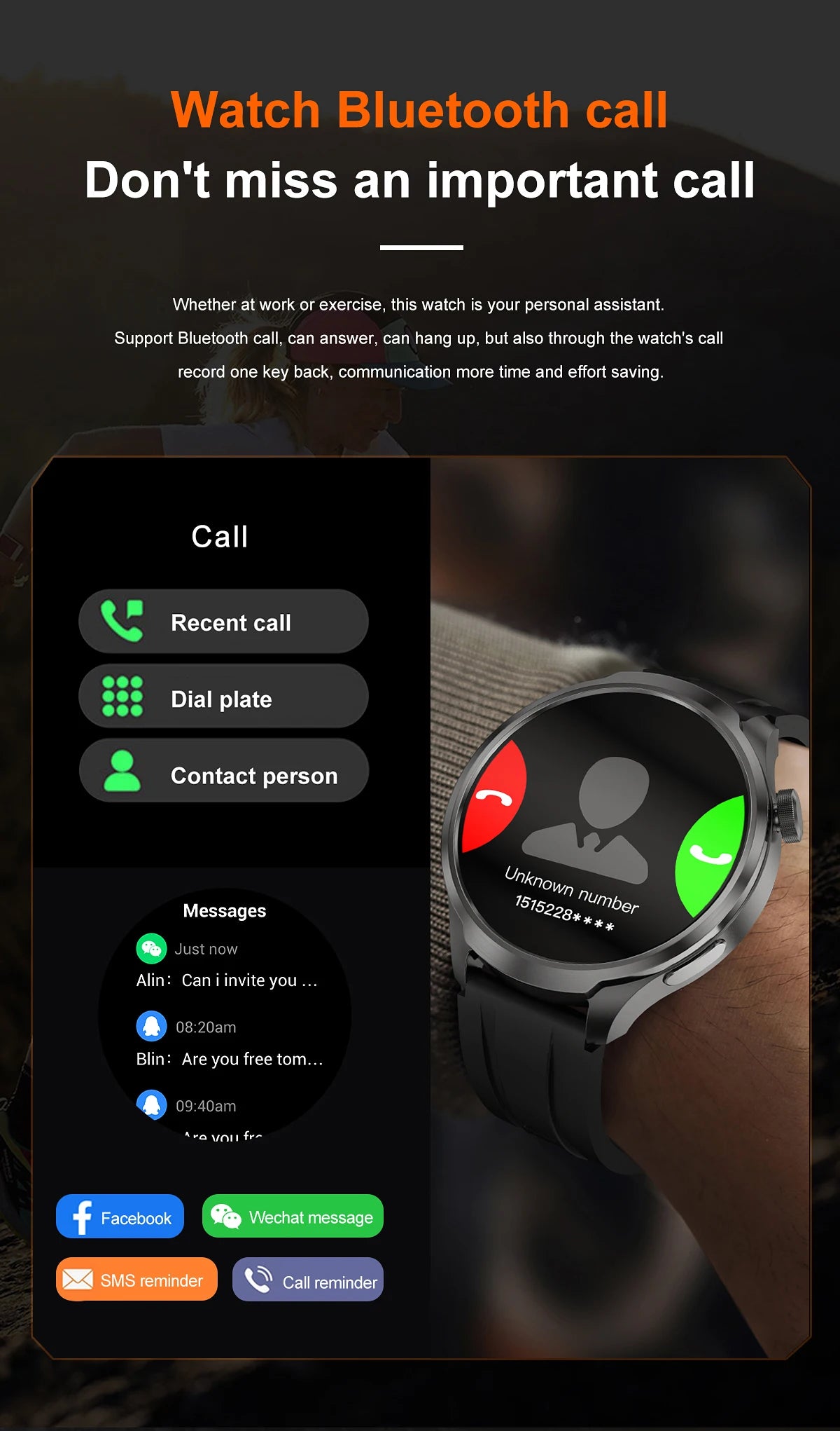 ⨠**New 2025 Model!** A sporty **smartwatch** with a **1.85ā AMOLED display**, heart rate & blood pressure monitoring, **NFC, GPS**, and more! **Compatible with Huawei & iOS** āš„