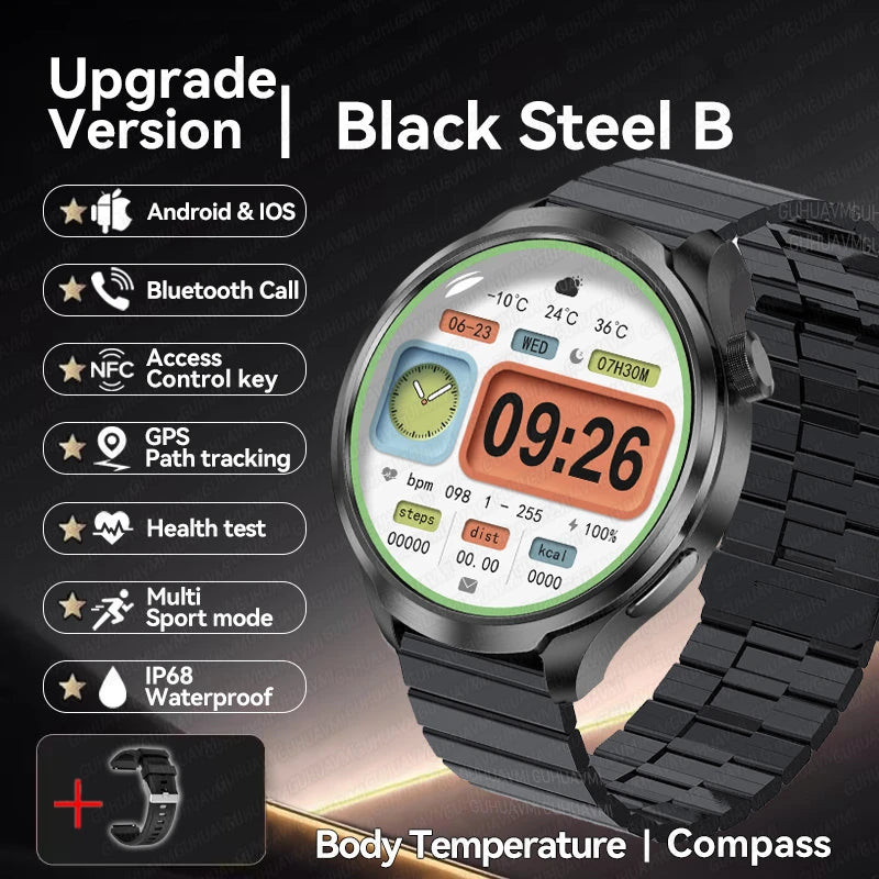 ⨠**New 2025 Model!** A sporty **smartwatch** with a **1.85ā AMOLED display**, heart rate & blood pressure monitoring, **NFC, GPS**, and more! **Compatible with Huawei & iOS** āš„