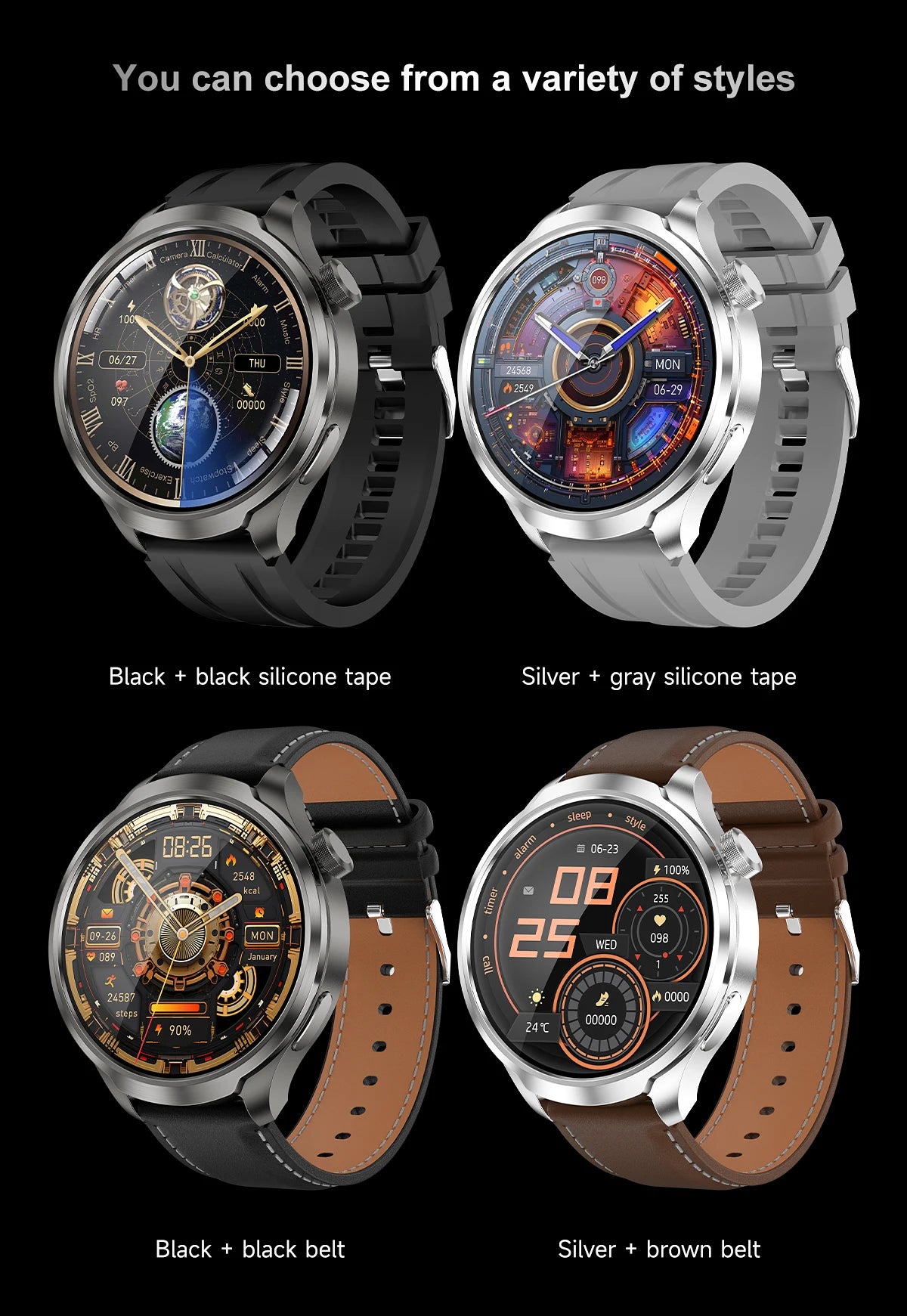 ⨠**New 2025 Model!** A sporty **smartwatch** with a **1.85ā AMOLED display**, heart rate & blood pressure monitoring, **NFC, GPS**, and more! **Compatible with Huawei & iOS** āš„