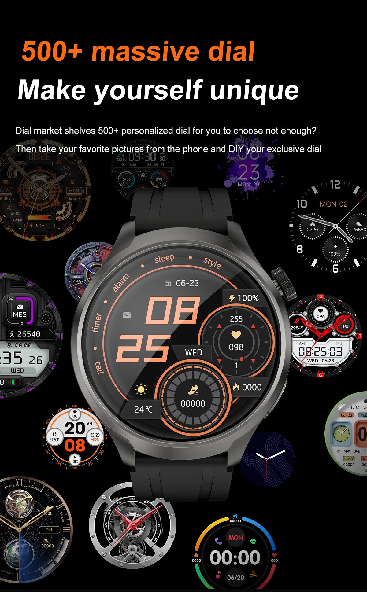 ⨠**New 2025 Model!** A sporty **smartwatch** with a **1.85ā AMOLED display**, heart rate & blood pressure monitoring, **NFC, GPS**, and more! **Compatible with Huawei & iOS** āš„