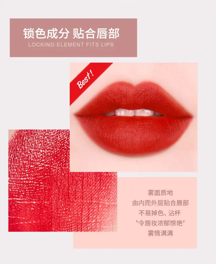 5 In 1 Colors Lipstick Matte Velvet Sexy Red Lip Tint Smooth Long Lasting Waterproof Easy to Wear Magic Lip Makeup for Women