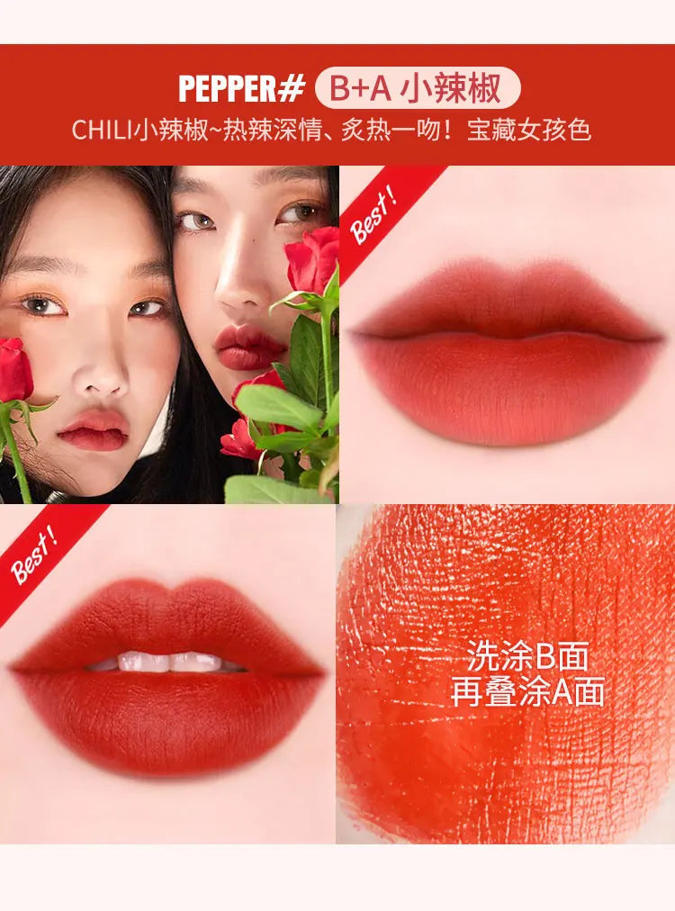 5 In 1 Colors Lipstick Matte Velvet Sexy Red Lip Tint Smooth Long Lasting Waterproof Easy to Wear Magic Lip Makeup for Women