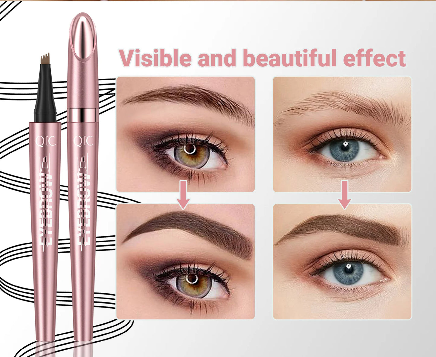 Eyebrow Pencil Waterproof Liquid Eyebrow Pen Makeup Long Lasting Brow Pen Brown Black Eye Tattoo Cosmetics