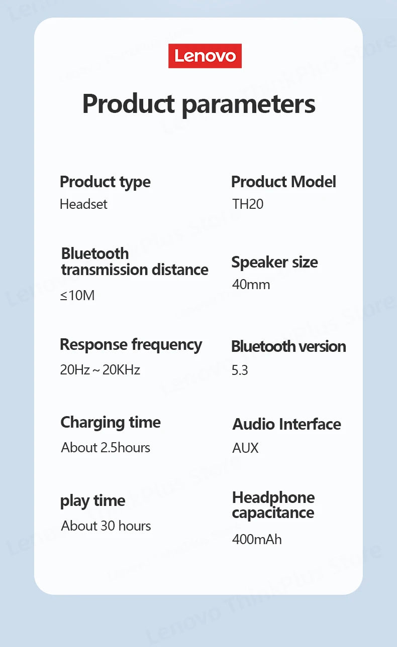 **Lenovo TH20 – Wireless Bluetooth 5.3 Headphones with Dual Mode, Foldable for Sports, Music & Gaming! 🎧**